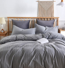 Daniadown Duvet Cover Daniadown Pinstripe Grey Queen w / shams