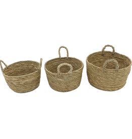Cathay Basket Cathay Round Straw 8.5” D W/Handle 10-2431