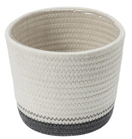 Cathay Planter Cathay White/Grey Cotton Rope 7” D 08-2002
