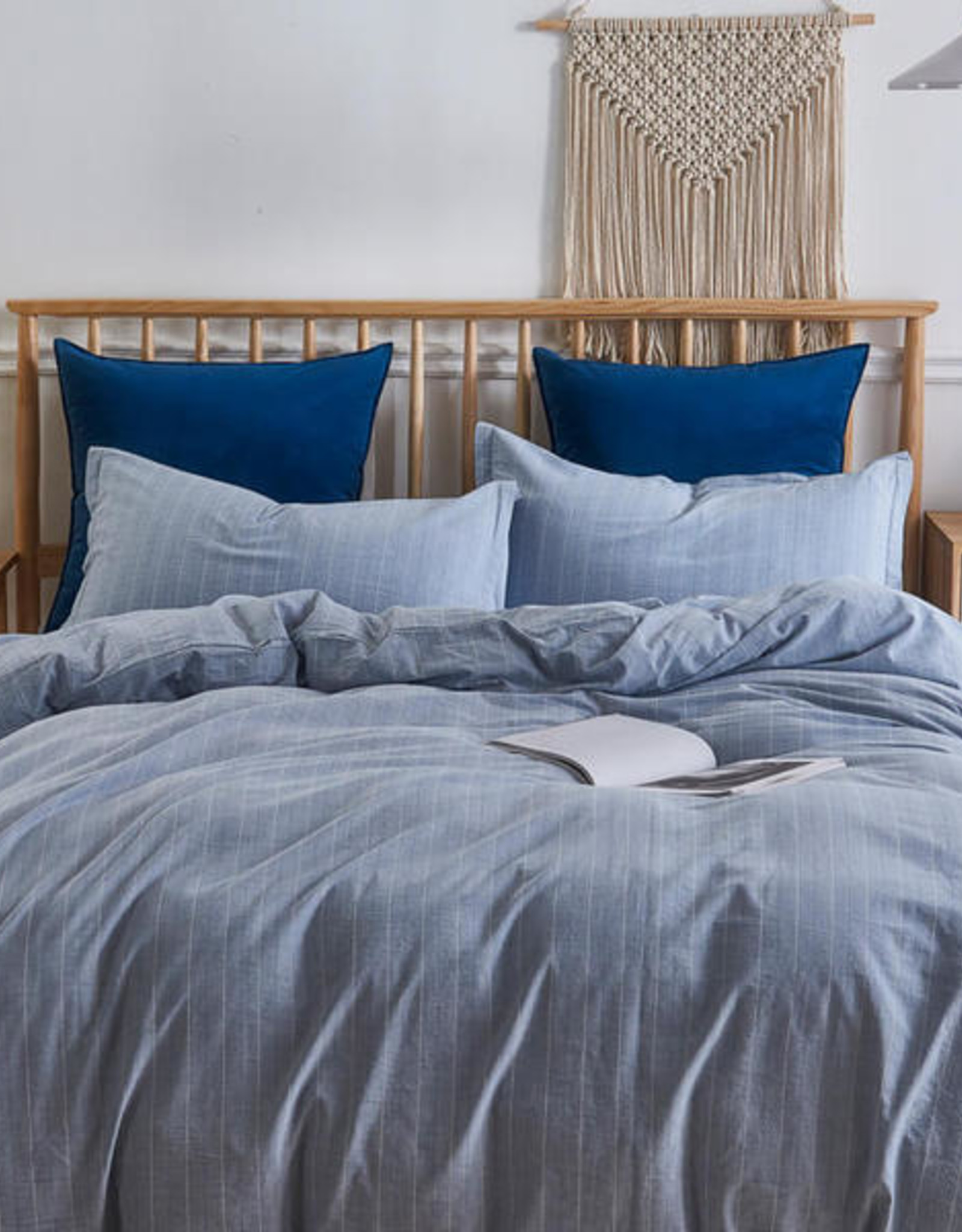 ARDOR BOUDOIR “Vintage” Denim Look Washed Cotton QUILT COVER SET BLUE JEANS  – HaggleCo Home + Furniture