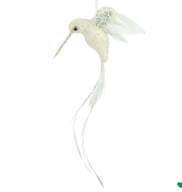 Xmas Starlight White Feather Glittered Hummingbird 10.5 ” DK1051W