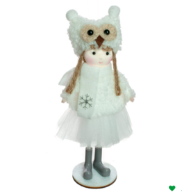 Xmas Starlight White Fabric Standing Little Girl 7.5 ” DK1249W