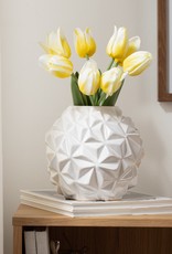 Vase T&T Crumple Ball Ceramic White  7.25" D