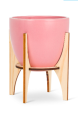 Planter Abbott Pink Pot With Wooden Stand Large