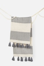 Throw Ganz Grey Stripe W/ Tassels CB176186