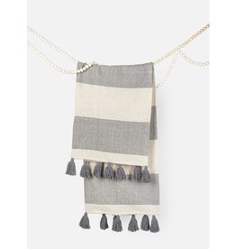 Throw Ganz Grey Stripe W/ Tassels CB176186