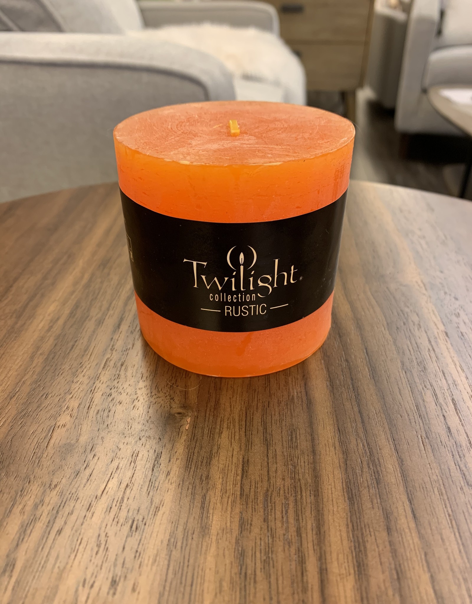 Candle OCD Rustic Pillar Orange 3”x 3”
