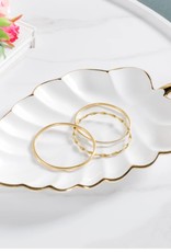 Dish T&T Talia Gold Trim Ceramic Leaf 12”L 904150B
