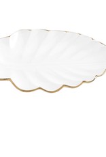 Dish T&T Talia Gold Trim Ceramic Leaf 12”L 904150B