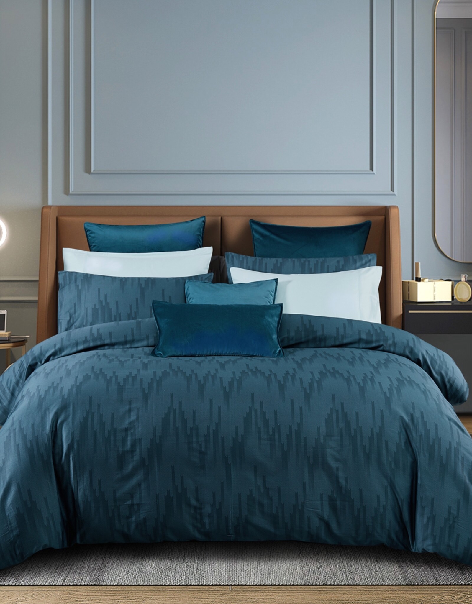 Daniadown Duvet Cover Daniadown Darian Teal Queen w / Pillow Cases