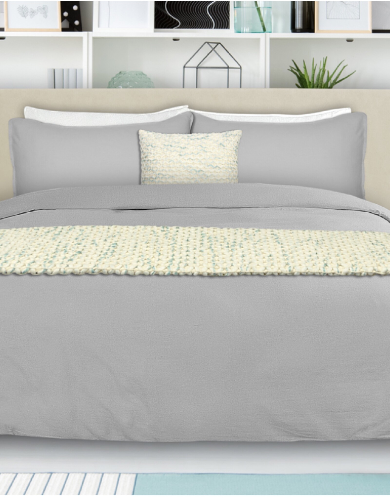 Alamode Home Duvet Cover RJS Morgan Grey Linen King w/  shams