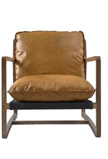 LH Imports LH Relax Club Chair Tan Leather With Black PU Frame STU001-T/BL