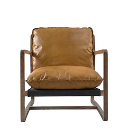 LH Imports LH Relax Club Chair Tan Leather STU001-T/BL