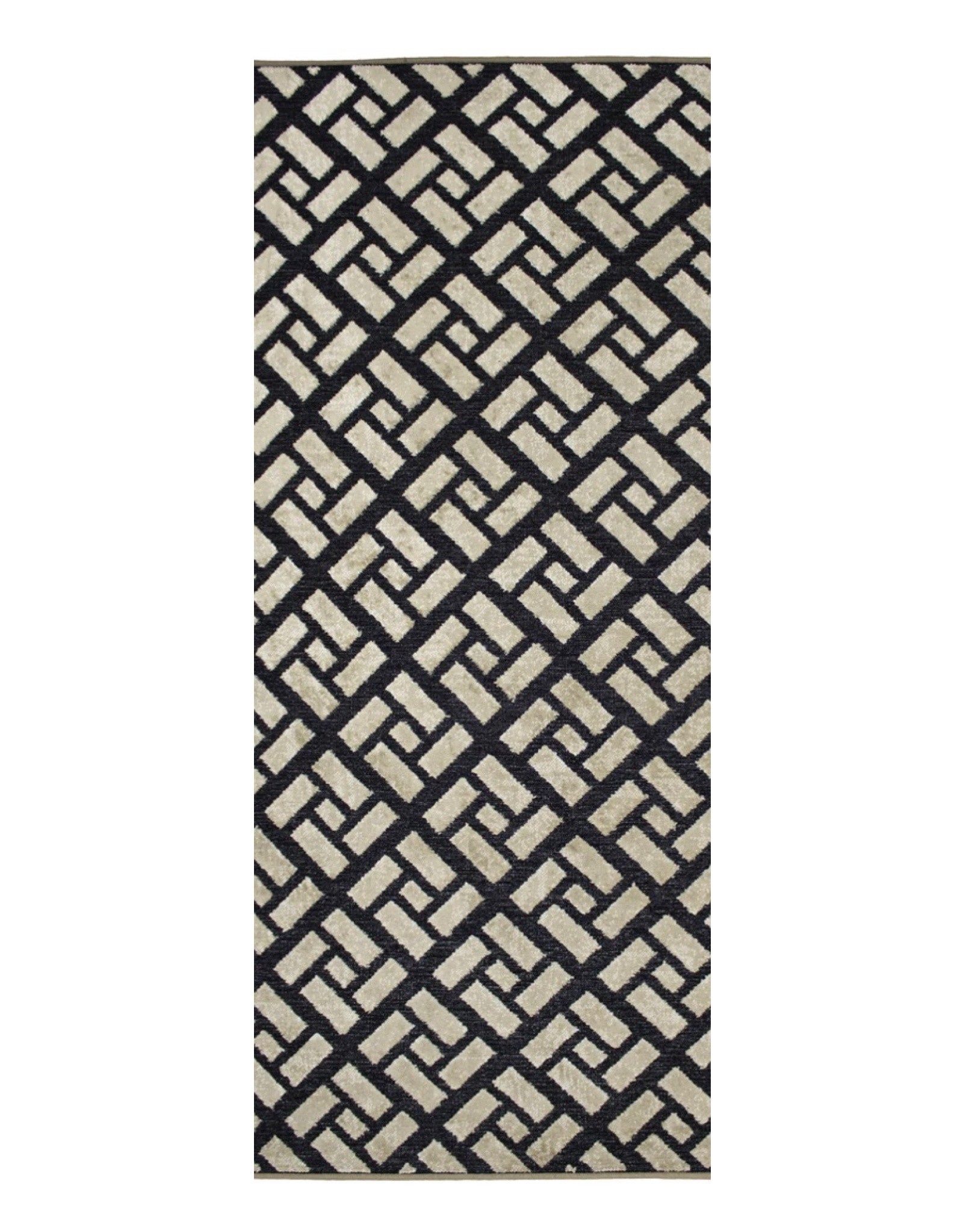 Rugs Avocado Artificial Silk 2'4 x 7'3 Tiles Black