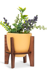Planter Abbott Yellow Pot With Wooden Stand Small