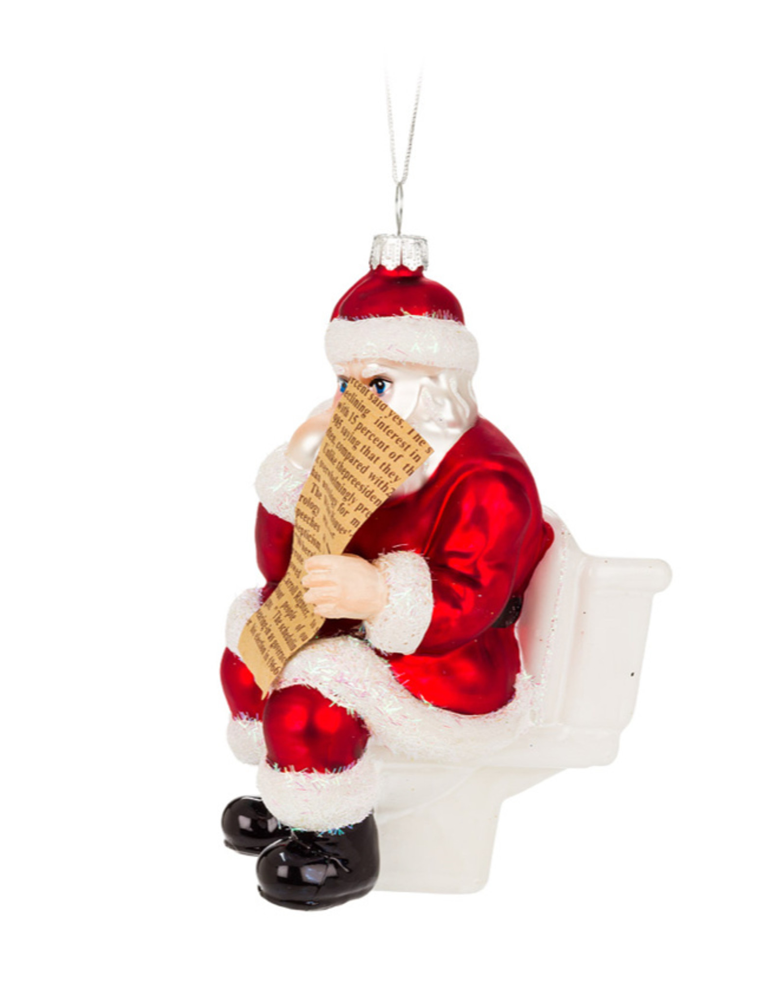 Xmas Abbott Ornament Santa On Toilet