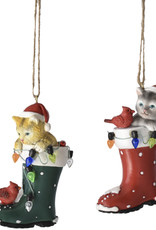 Xmas Ganz Ornament Cat In Santa Boot MX180232