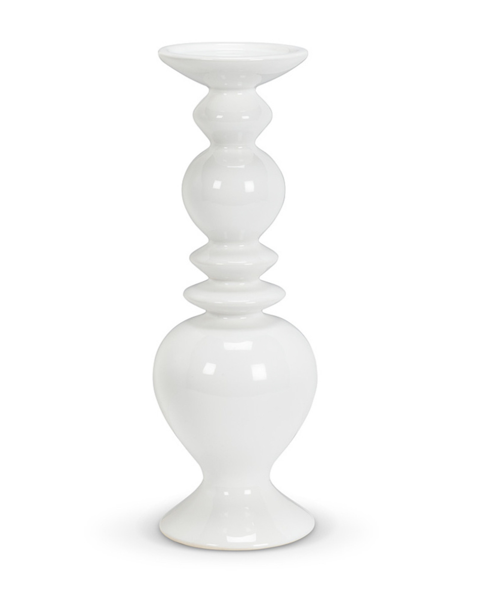 Candle Holder Abbott White Shaped Pillar Large