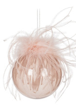 Xmas Abbott Ornament Boa Feather Ball Pink