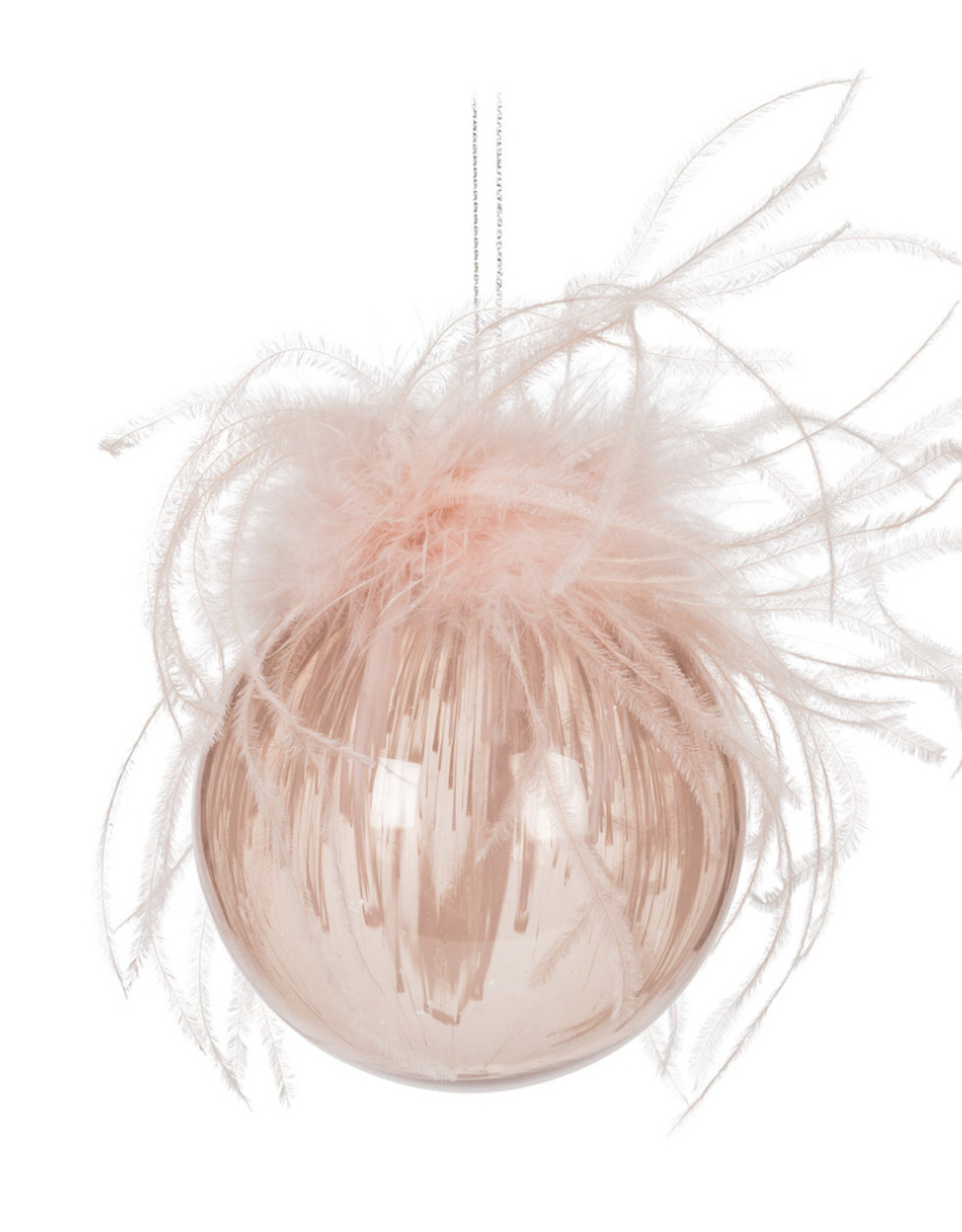 Xmas Abbott Ornament Boa Feather Ball Pink