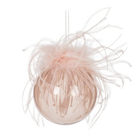 Xmas Abbott Ornament Boa Feather Ball Pink