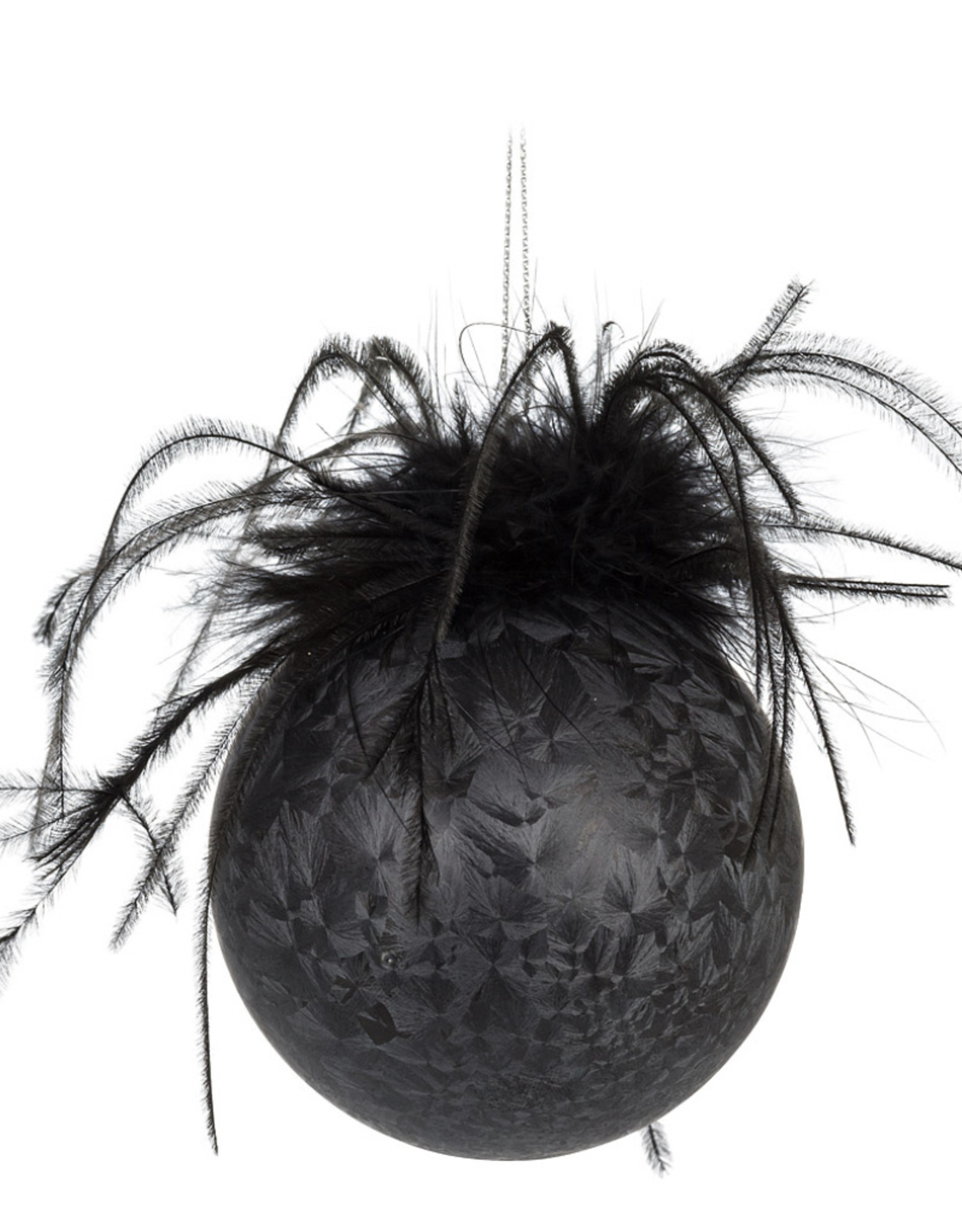 Xmas Abbott Ornament Boa Feather Ball Black