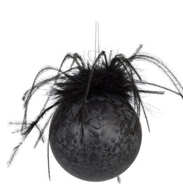 Xmas Abbott Ornament Boa Feather Ball Black