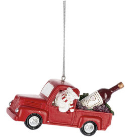 Xmas Ganz Ornament Red Truck w/Wine MX184182