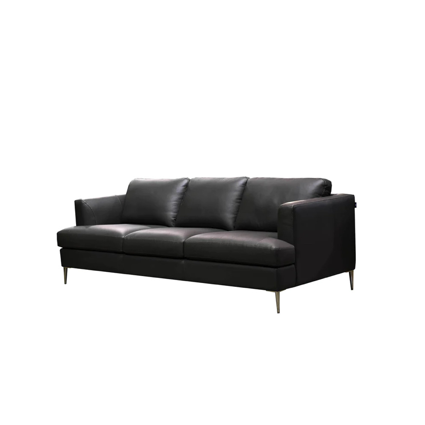 Lh Davenport Leather Sofa Black Dav001 B Design Therapy Inc