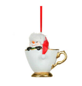 Xmas CT White Teacup Ornament W9148