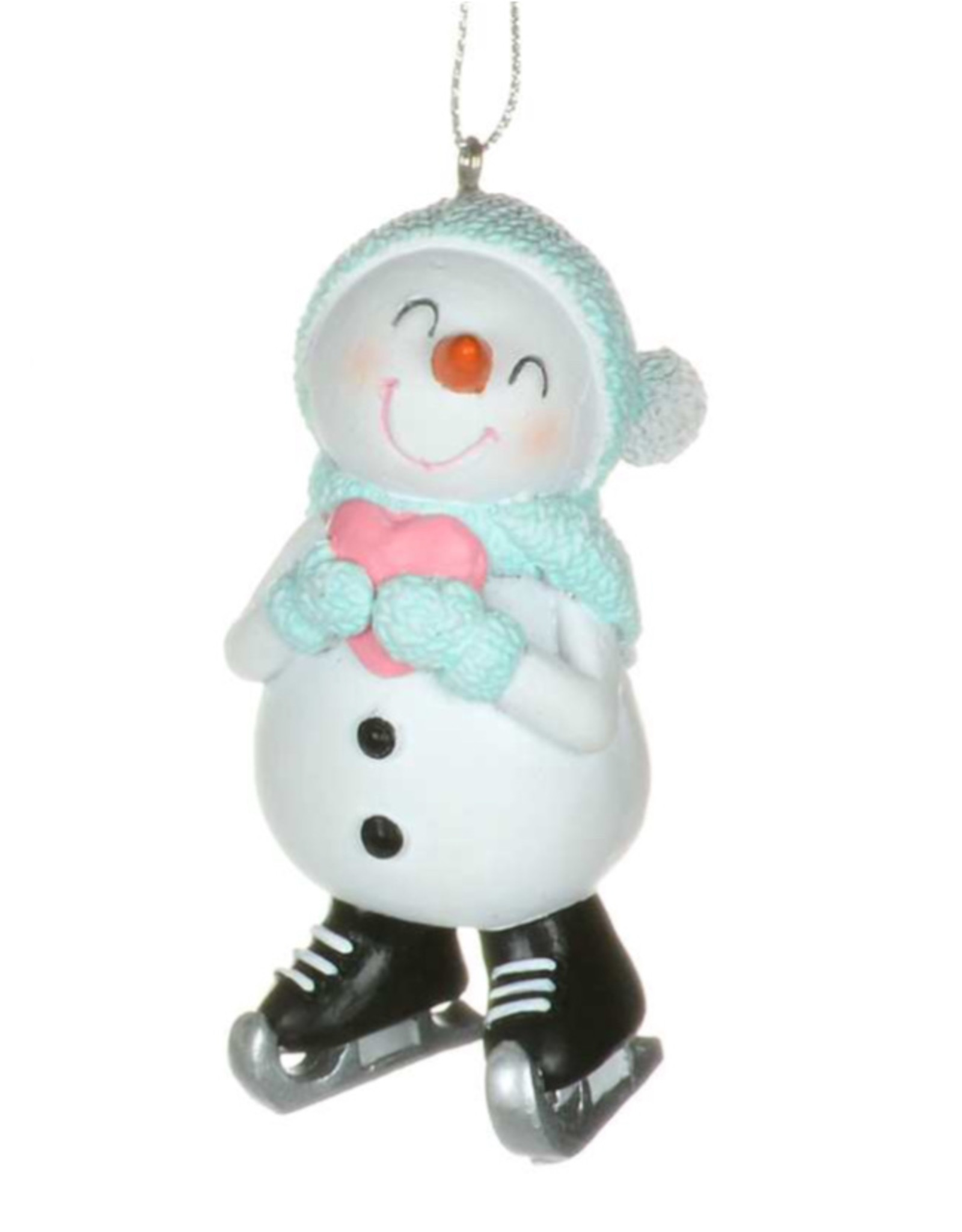 Xmas CT White/Blue Skating Snowman Ornament W8175