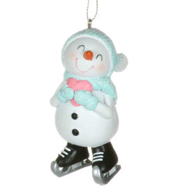 Xmas CT White/Blue Skating Snowman Ornament W8175