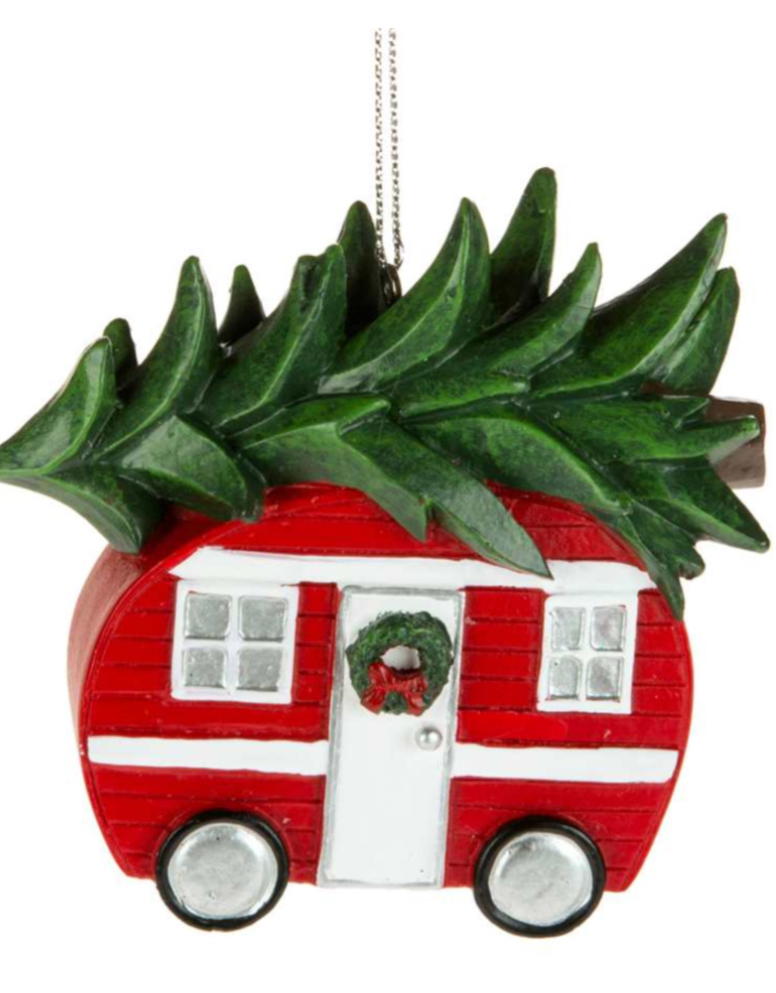 Xmas CT Red/White Camper w/Tree Ornament W3026