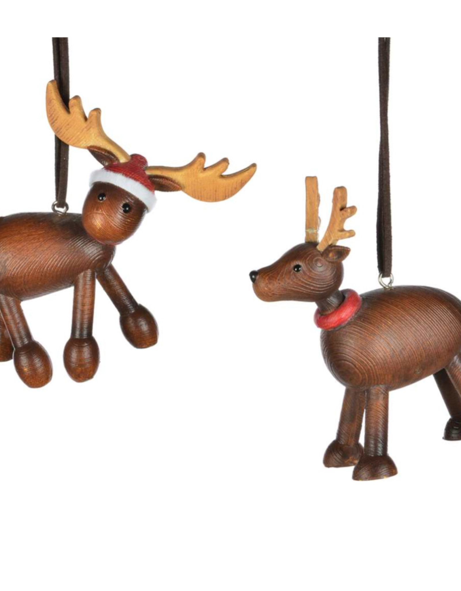 Xmas CT Brown Reindeer w/Big Feet Ornament W1229