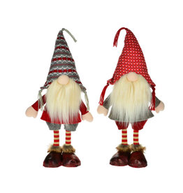 Xmas CT Red/Grey Standing Gnome 19” Q1816