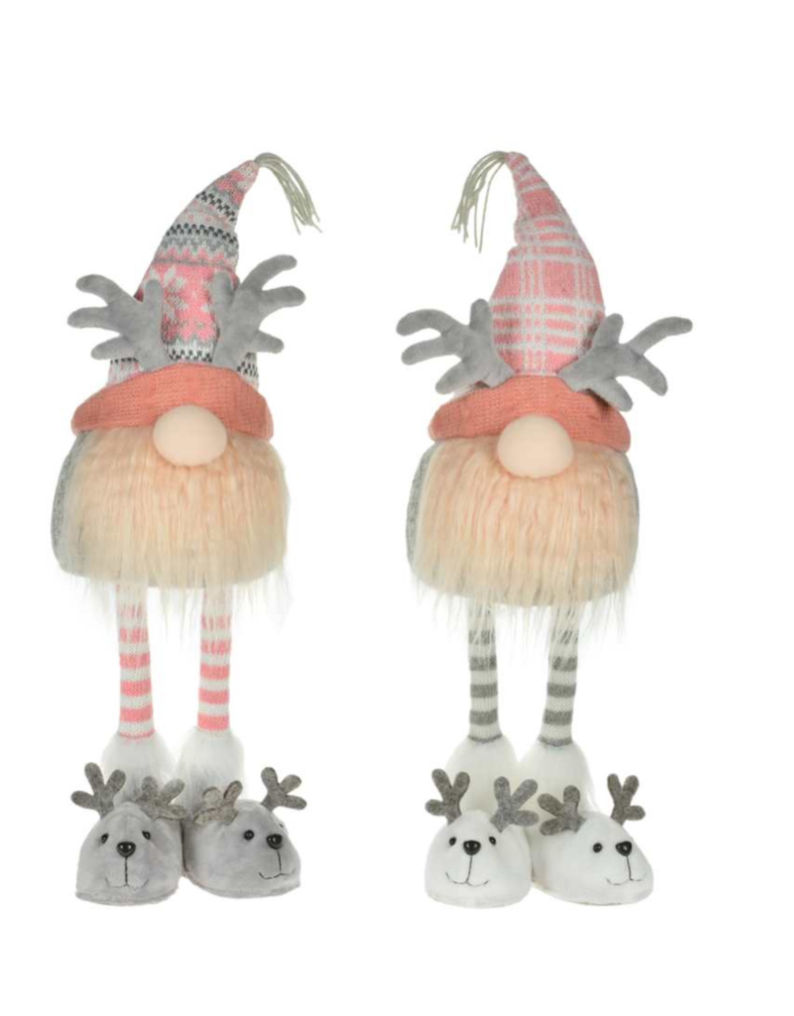Xmas CT Pink/Grey Standing Gnome 16.5” Q1804