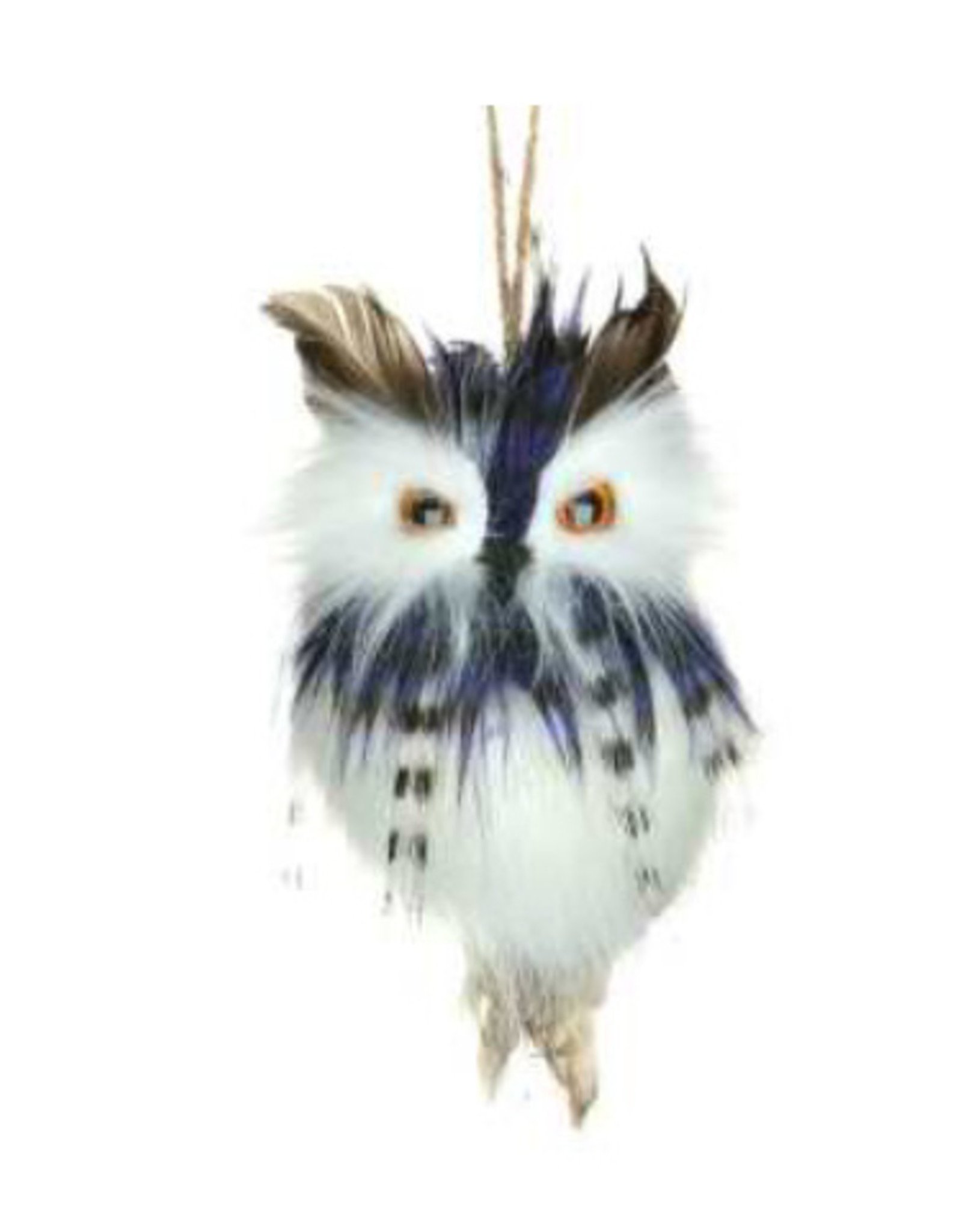 Xmas CT Blue/White Feathered Owl F8689