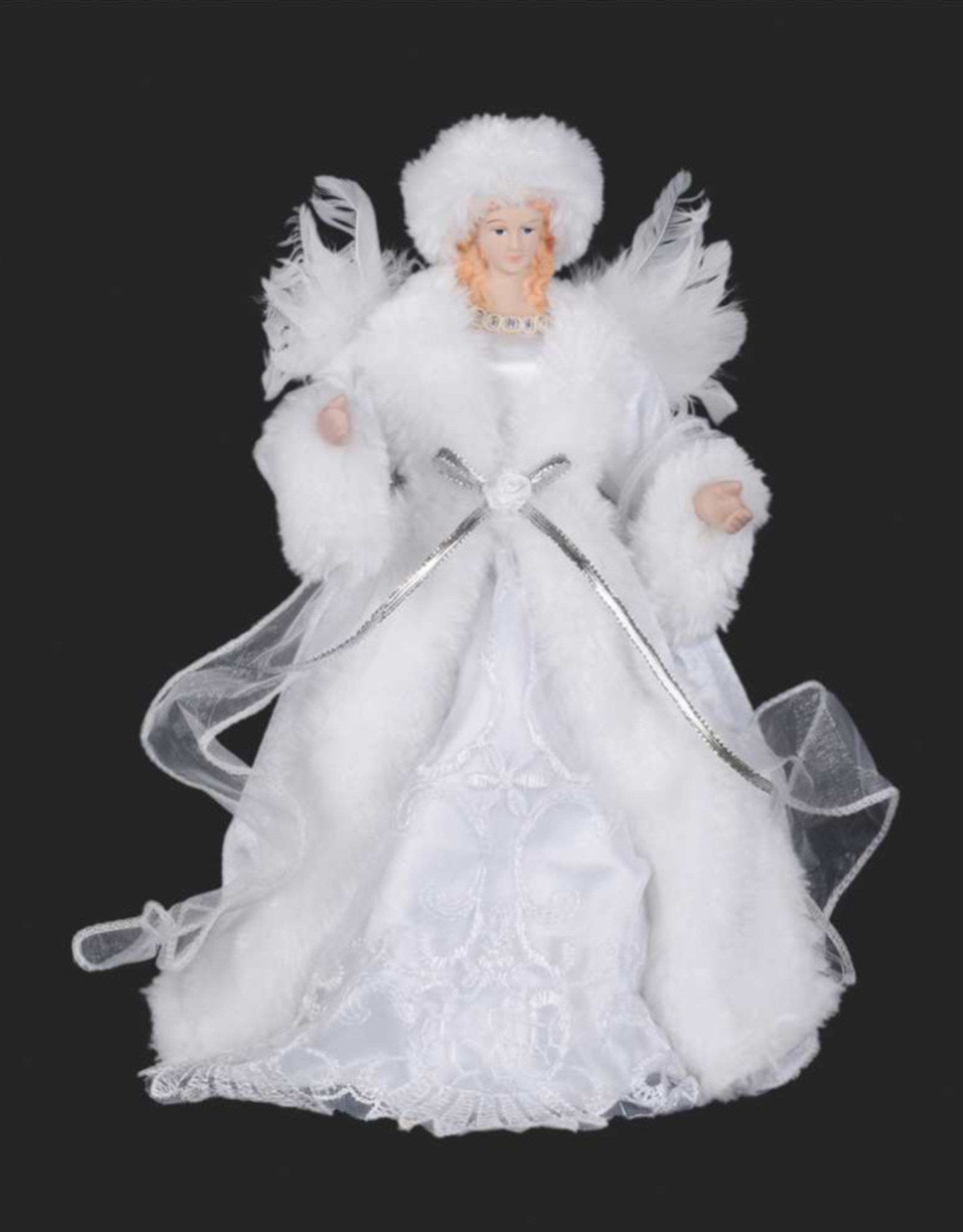 Xmas CT Tree Topper White Angel 11”  A0242