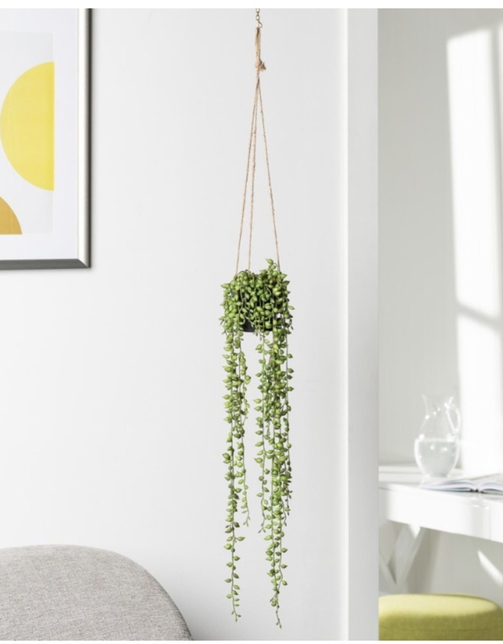 Plant T&T String of Pearls Succulent Hanging Faux Potted w/ String Hanger 904114