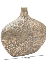 Vase T&T Radiant Bark Carved Resin Gold 8.5”H  904137A