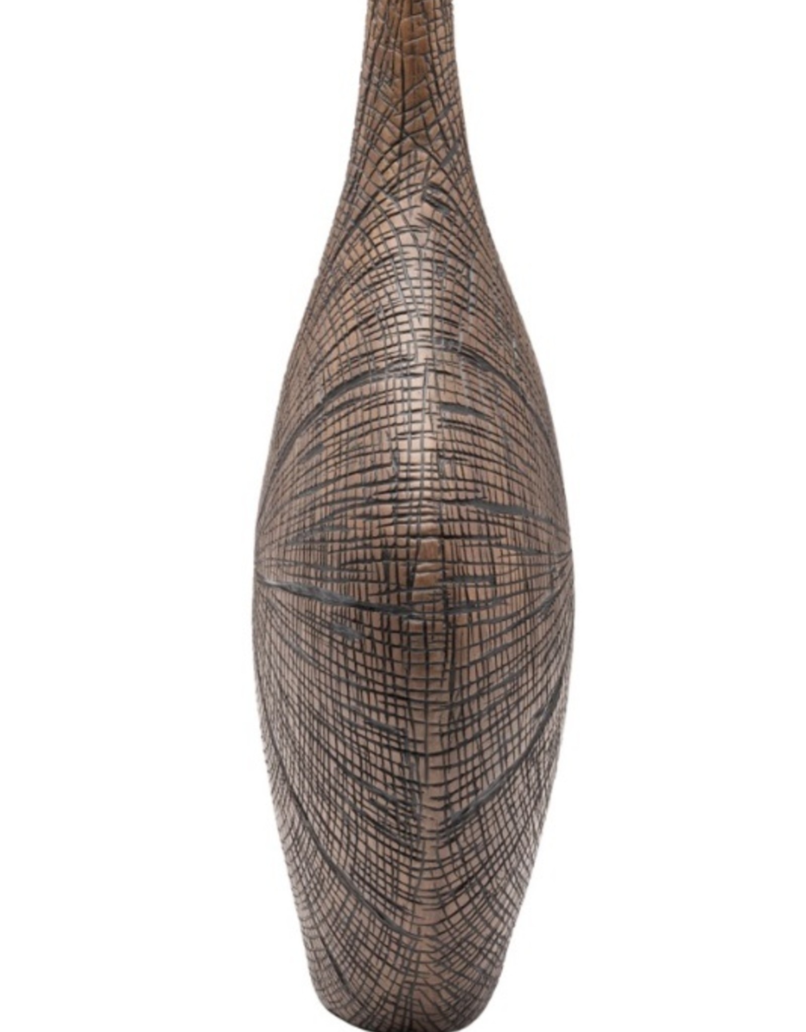 Vase T&T Radiant Bark Carved Resin Brown 16”H  904136C
