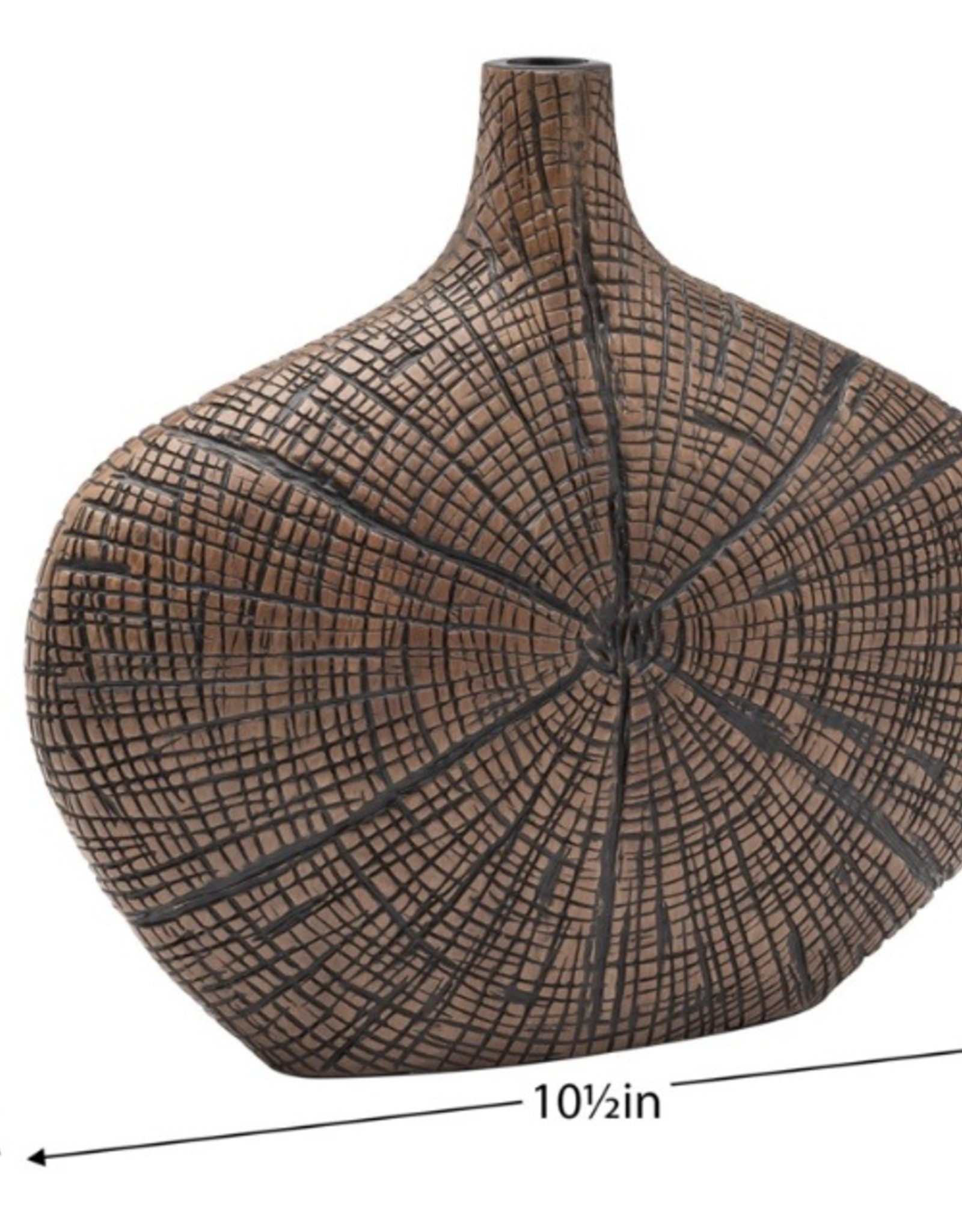 Vase T&T Radiant Bark Carved Resin Brown 8.5”H  904136A
