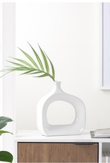 Vase T&T Open Wide White 11”H  900494
