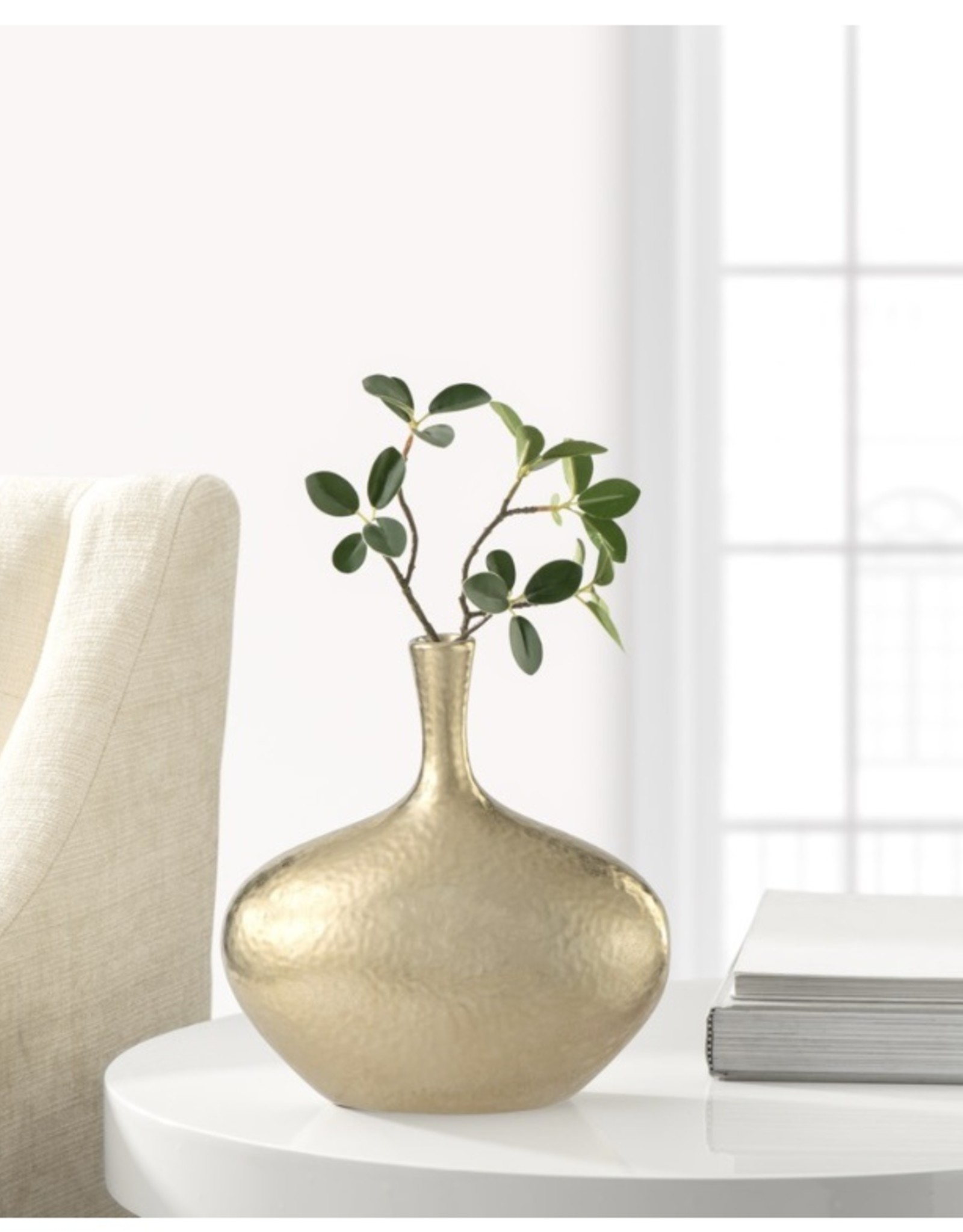 Vase T&T Lilo Dimpled Ceramic Gold 8.75”H  902622C