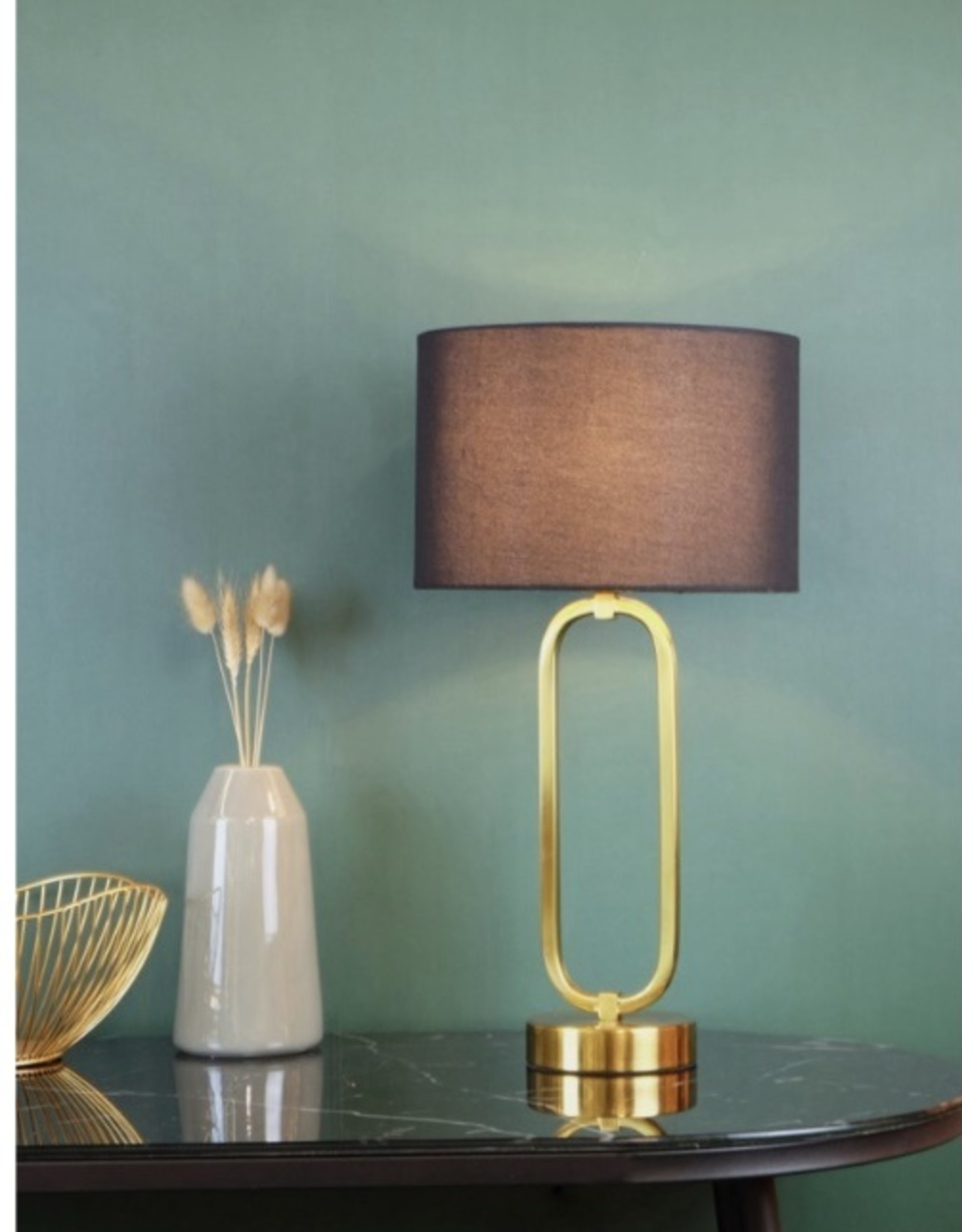 Lamp CJ Oval Ring in Gold Metal Table L. with Black Shade  LM397600