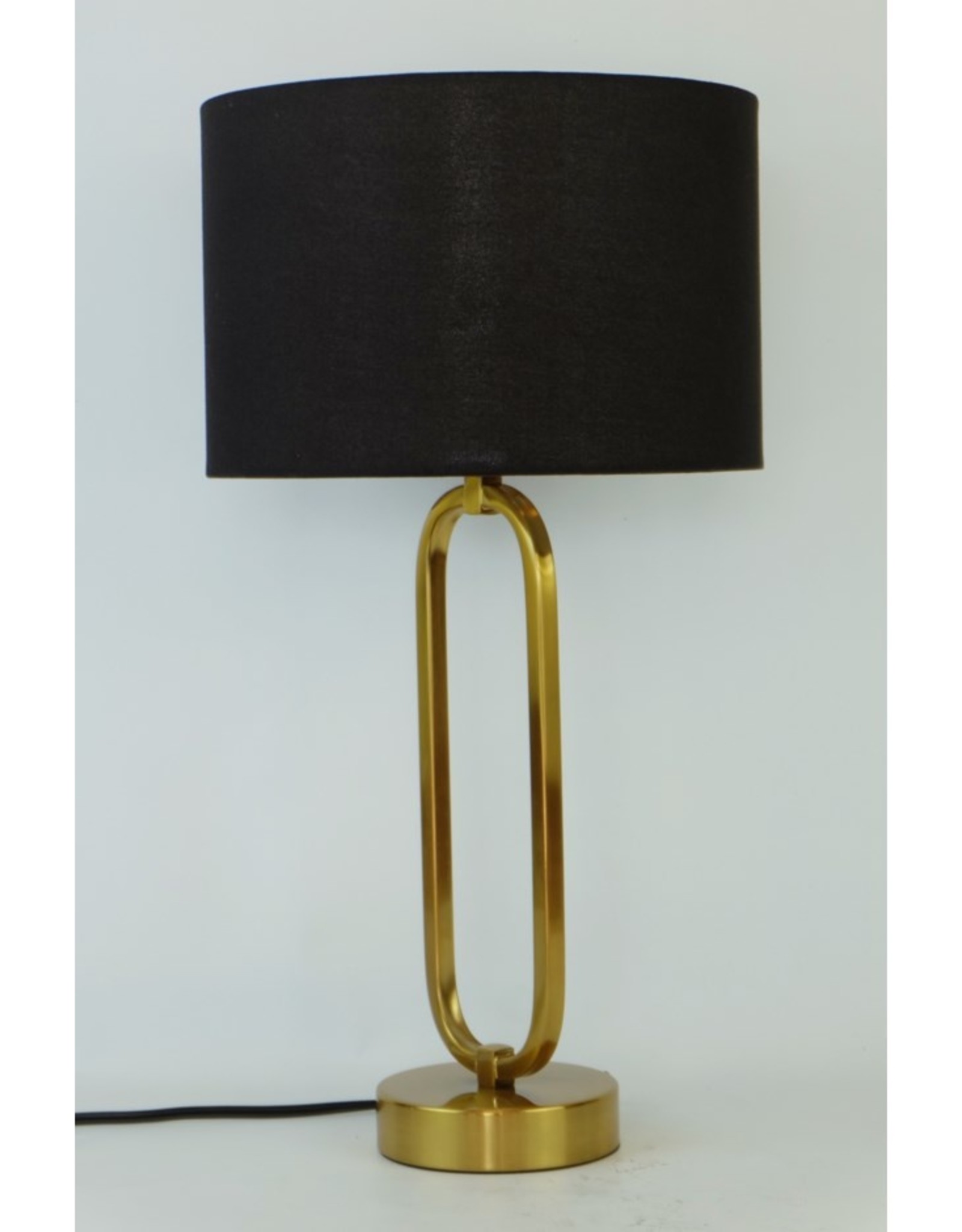 Lamp CJ Oval Ring in Gold Metal Table L. with Black Shade