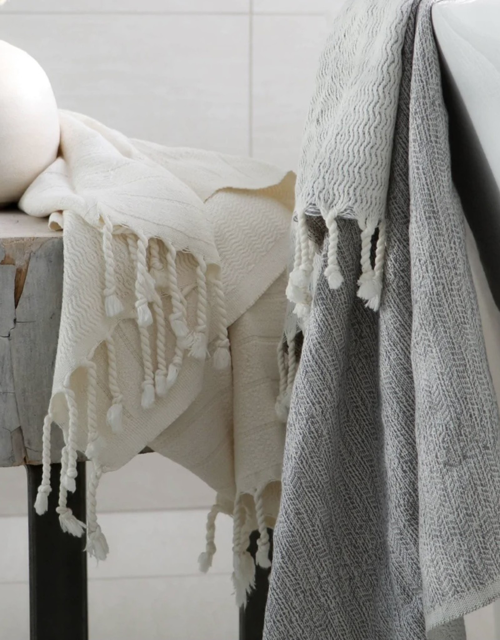 Pokoloko Turkish Towel Pokoloko Bamboo Striped Cream  TTBS1