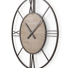Mercana Clocks Mercana Brielle Black Iron with Wood Round  69653