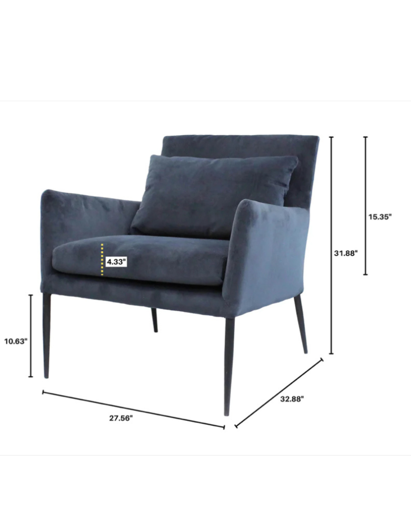 LH Imports LH Jett Lounge Club Chair Grey Velvet 28x32x32 CR020-GV
