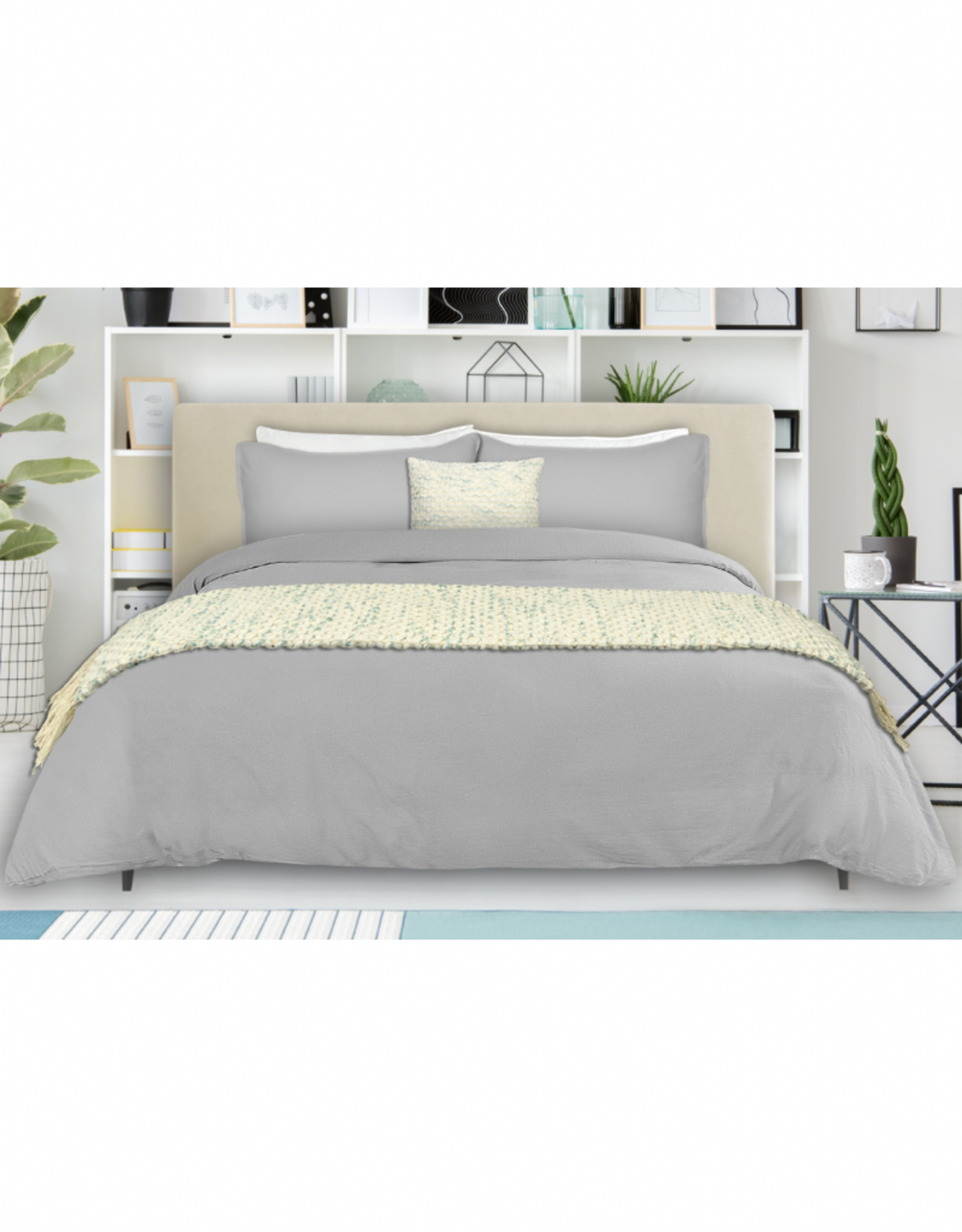 Alamode Home Duvet Cover RJS Morgan Grey Linen Queen w/ shams